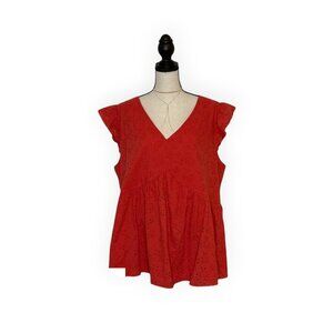 Andree By Unit Flutter Sleeve V Neck/Babydoll Shirt